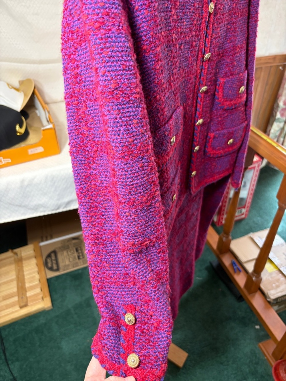 Textured Pink-Purple Tweed A-Line Skirt and jacket vintage